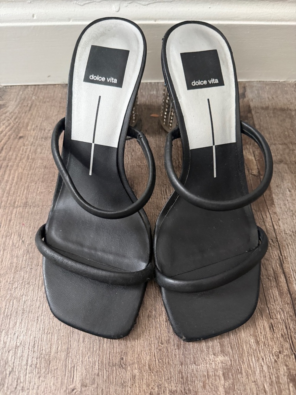 Dolce Vita Black Minimalist Double-Strap Heeled Sandals